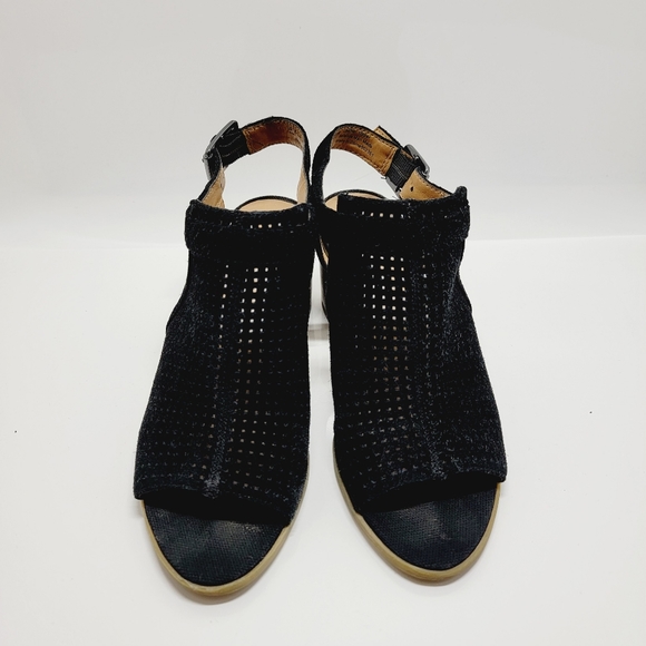 Franco Sarto Harlet2 Perforated Leather  Suede Slingback Block Heel Sandal Sz 6M - Picture 2 of 9